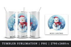 Watercolor jolly snowman gift snowflakes around Merry Christmas quote print 20 oz tumbler skinny mug wrap clipart t-shirt sublimation printable design