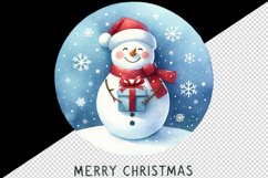 Watercolor jolly snowman gift snowflakes around Merry Christmas quote print 20 oz tumbler skinny mug wrap clipart t-shirt sublimation printable design
