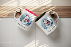 Watercolor jolly snowman gift snowflakes around Merry Christmas quote print 20 oz tumbler skinny mug wrap clipart t-shirt sublimation printable design