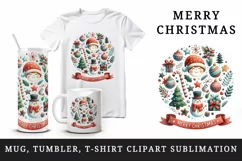 Watercolor joyful graphics cheerful holiday Merry Christmas quote print 20 oz tumbler skinny mug wrap clipart t-shirt sublimation printable design