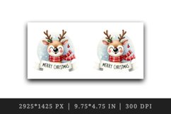 Watercolor joyful reindeer wearing scarf Merry Christmas quote print 20 oz tumbler skinny mug wrap clipart t-shirt sublimation printable design