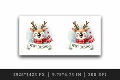 Watercolor joyful reindeer wearing scarf Merry Christmas quote print 20 oz tumbler skinny mug wrap clipart t-shirt sublimation printable design