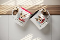 Watercolor joyful reindeer wearing scarf Merry Christmas quote print 20 oz tumbler skinny mug wrap clipart t-shirt sublimation printable design