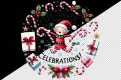 Watercolor jumping joy gift candy canes Elf-tastic Celebrations quote print 20 oz tumbler skinny mug wrap clipart t-shirt sublimation printable design