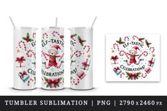 Watercolor jumping joy gift candy canes Elf-tastic Celebrations quote print 20 oz tumbler skinny mug wrap clipart t-shirt sublimation printable design