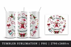 Watercolor jumping joy gift candy canes Elf-tastic Celebrations quote print 20 oz tumbler skinny mug wrap clipart t-shirt sublimation printable design