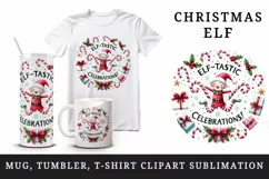 Watercolor jumping joy gift candy canes Elf-tastic Celebrations quote print 20 oz tumbler skinny mug wrap clipart t-shirt sublimation printable design