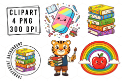 Watercolor Kawaii Back To School Clipart Product Image 1
