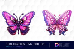Watercolor Kawaii Butterflies Clipart Product Image 4