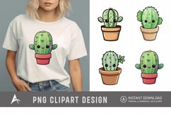 Watercolor Kawaii Cute Cactus Sticker Clipart Product Image 1