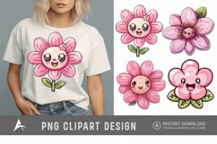 Watercolor Kawaii Flower Clipart Product Image 1