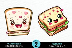 Watercolor Kawaii Food Artwork Clipart Product Image 1