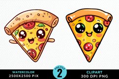 Watercolor Kawaii Food Illustration Clipart Product Image 1