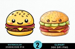 Watercolor Kawaii Food Artwork Clipart Product Image 1