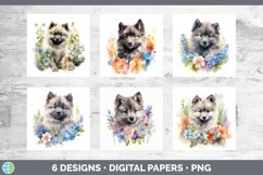 Bundle of six Wild Flowers Keeshonden Paper Backgrounds designs.