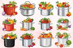 Watercolor Kitchen Pot Clipart Bundle Product Image 2