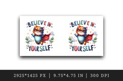 Watercolor kitten cat superhero cape Believe in Yourself motivational quote print tumbler skinny mug wrap clipart t-shirt sublimation printable design