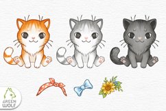 Cute watercolor kitten clipart for digital scrapbiik and sublimation printing