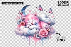 watercolor kitten flower png, baby cat clipart, floral kitten watercolor, nursery cat sublimation, pastel kitten png, dreamy kitten clipart, watercolor kitten printable, kitten cloud art, baby shower kitten png, floral animal design