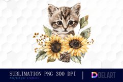 Kitten Sunflower Illustration Clipart Product Image 1