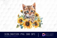 Kitten Sunflower Graphics Clipart Product Image 1