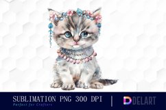 Kitten With Jewellery Illustration Clipart Product Image 1