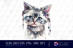 Kitten With Jewellery Illustration Clipart Product Image 1