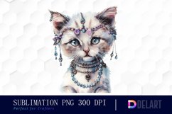 Kitten With Jewellery Illustration Clipart Product Image 1