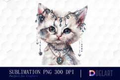 Kitten With Jewellery Watercolor Clipart Product Image 1