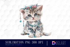 Kitten With Jewellery Sublimation PNG Clipart Product Image 1