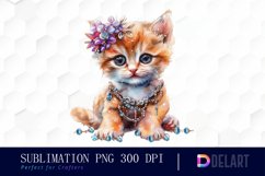 Kitten With Jewellery Illustration Clipart Product Image 1