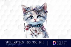 Kitten With Jewellery Watercolor Clipart Product Image 1