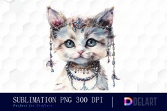 Kitten With Jewellery Sublimation PNG Clipart Product Image 1