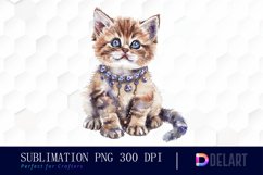 Kitten With Jewellery Watercolor Clipart Product Image 1