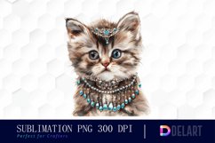 Kitten With Jewellery Illustration Clipart Product Image 1