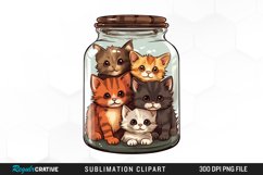 Watercolor Kittens a Jar Graphics Clipart Product Image 1