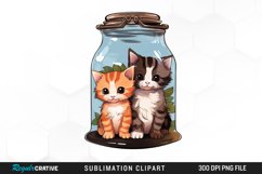 Watercolor Kittens a Jar Graphics Illustration Clipart Product Image 1