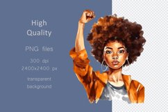Girl Power Watercolor clipart, Afro Black Woman PNG bundle Product Image 2