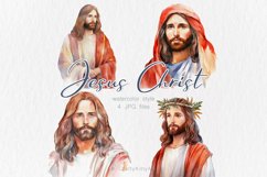 Jesus Christ portrait, Watercolor JPG clipart illustration Product Image 1