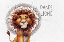 Cute Dandelion Lions, Floral Baby Lion Watercolor JPG bundle Product Image 1