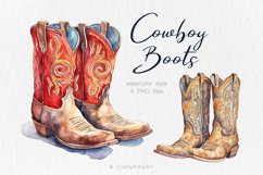 Cowboy Boots Watercolor PNG clipart Retro Western Wild West Product Image 1