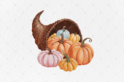 Thanksgiving cornucopia PNG Clipart, Fall Watercolor Pumpkin Product Image 2