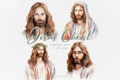 Jesus Christ portrait, Watercolor JPG clipart illustration Product Image 1