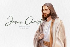 Jesus Christ portrait, Watercolor JPG clipart illustration Product Image 1