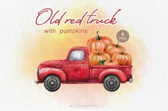 Pumpkin Truck PNG Clipart, Vintage Red Truck with Pumpkins Product Image 1