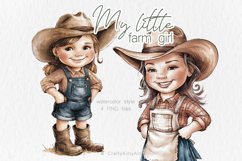 Little Farm Girl, Country girl, Watercolor PNG clipart kids Product Image 1