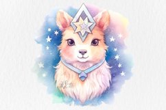 Cute Llama, Fantasy Celestial Stars, Watercolor Sublimation Product Image 1