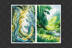 Forest junk journal pages, Watercolor green backgrounds Product Image 2