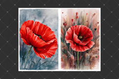 Poppy junk journal pages, Watercolor wildflowers backgrounds Product Image 2