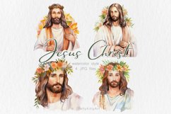 Jesus Christ in Flower Crown, Watercolor JPG illustration Product Image 1